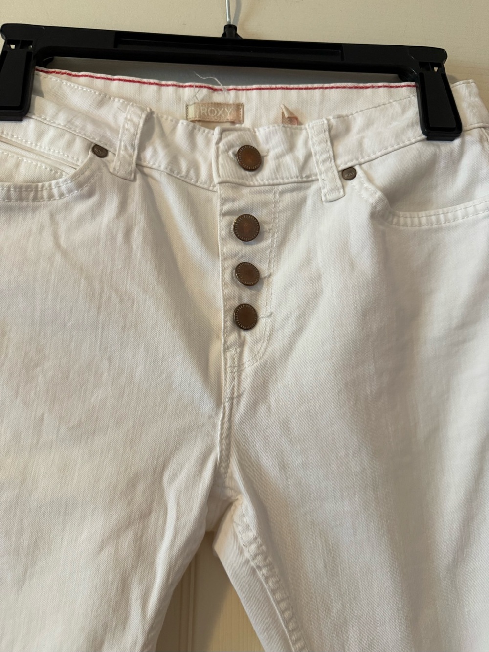 Roxy White Button-Fly low-Rise Jeans